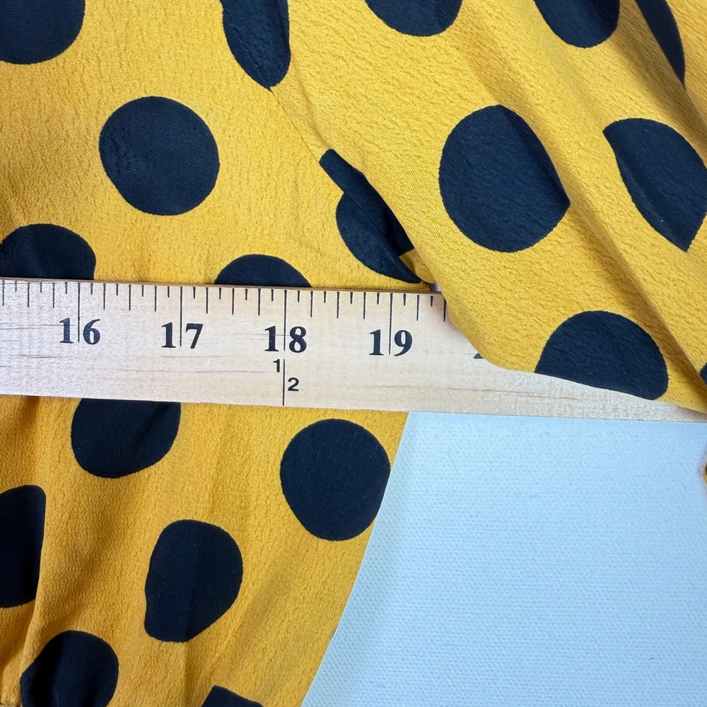 ZARA BASIC Yellow Polka Dot High Neck Elastic Waist Blouse M - Picture 5 of 6
